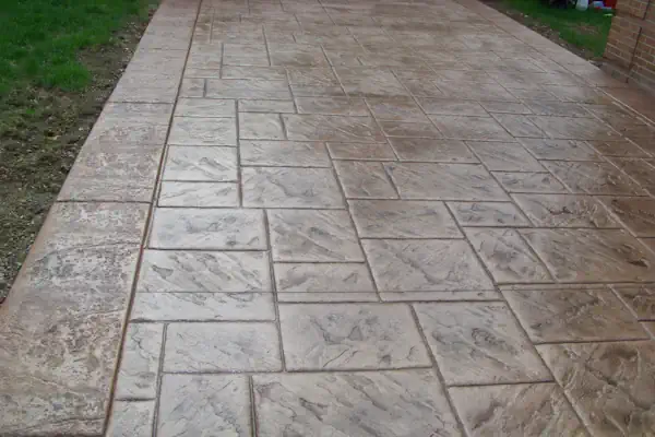 A stamped concrete driveway on a home in Hobart